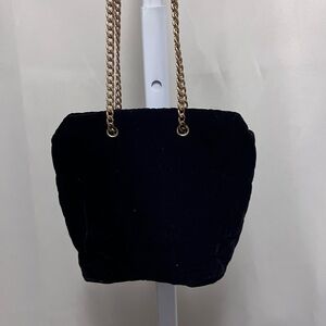 Elegant Vintage Black Velvet Chain Strap Bag
